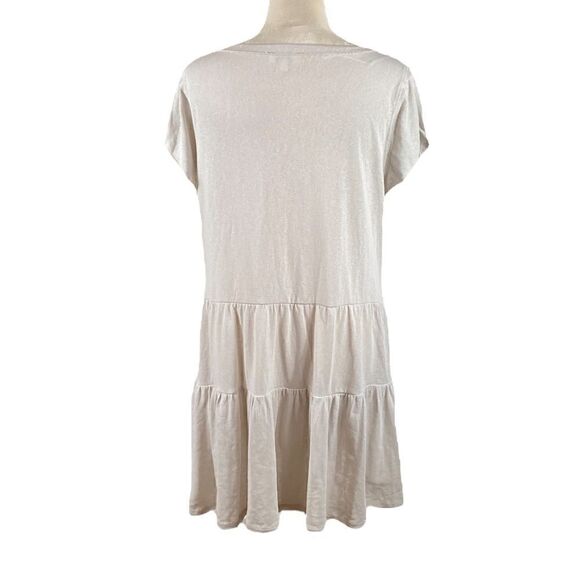 Umgee Cream/Beige Short Sleeve Tiered A-Line Dress, Size M - Picture 2 of 7